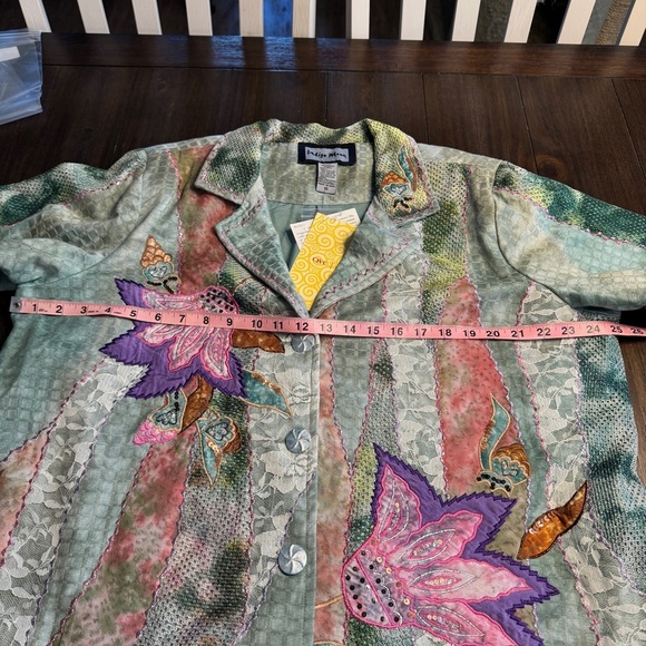Indigo Moon Embroidered Floral Patchwork Jacket 1X Boho Artistic Statement Piece - Picture 8 of 14
